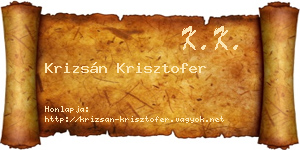 Krizsán Krisztofer névjegykártya